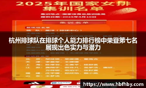 杭州排球队在排球个人能力排行榜中荣登第七名展现出色实力与潜力